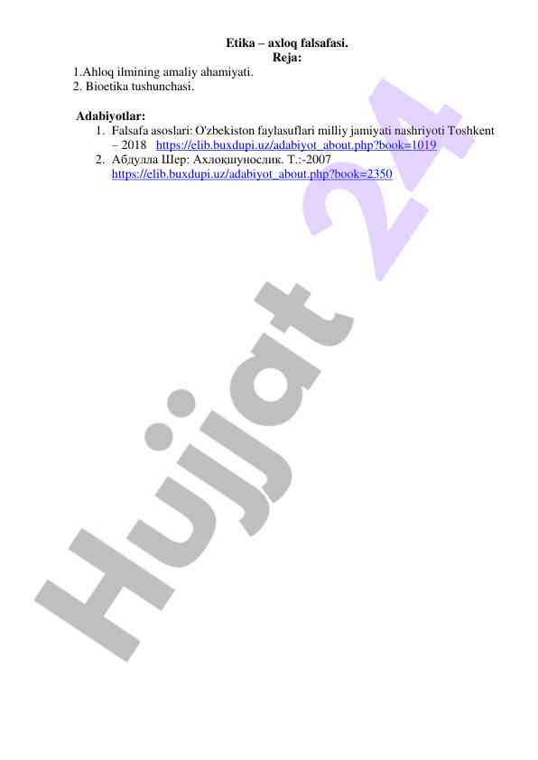 Etika va axloq falsafasi haqida tushunchalar
