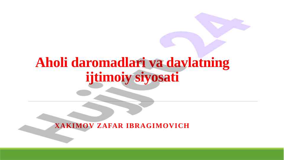 Aholi daromadlari va ijtimoiy siyosat tahlili