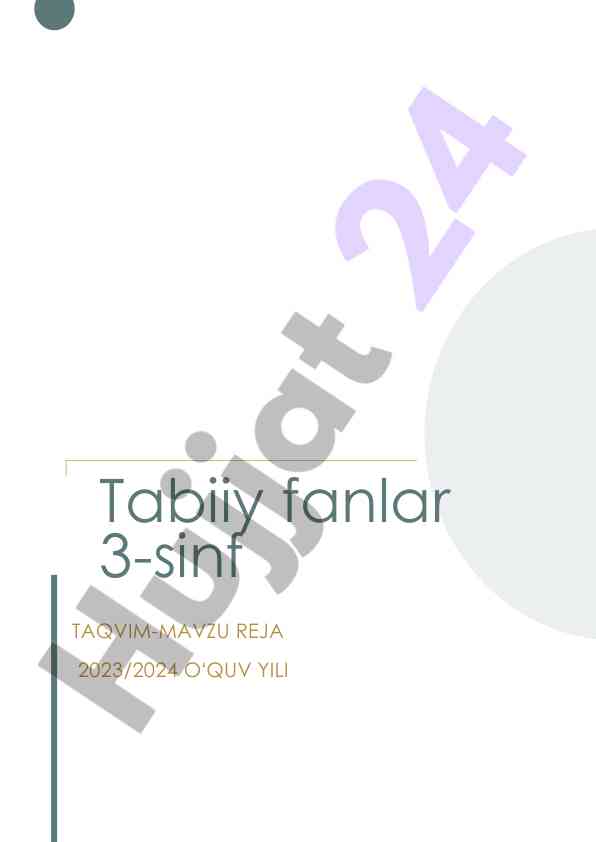 Tabiiy fanlar 3-sinf taqlim-mavzu reja 2023/2024