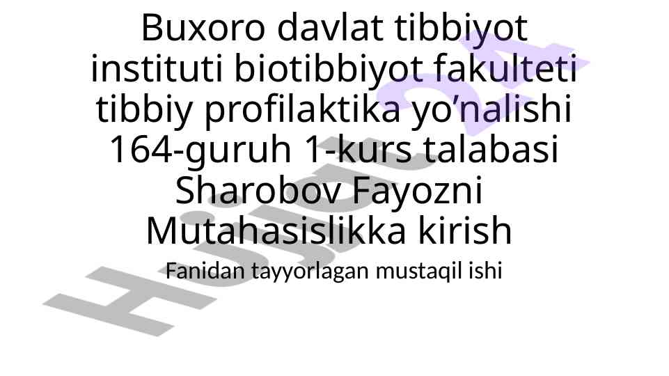 Tuproq muhitining gigiyenik va epidemiologic ahamiyati