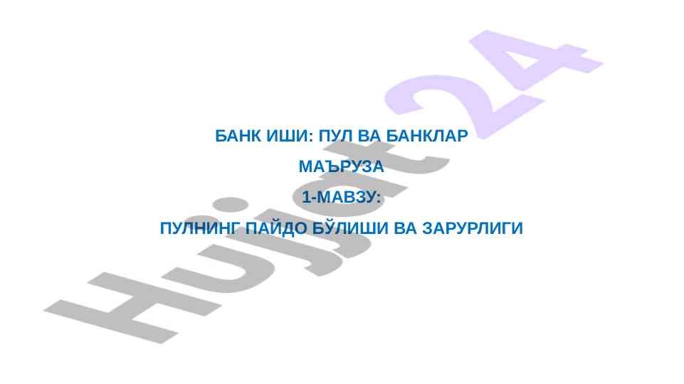 Boshqalar va banklar ma'ruza rejasi