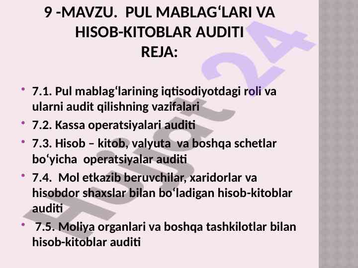 Pul mablag‘lari va hisob-kitoblar auditi
