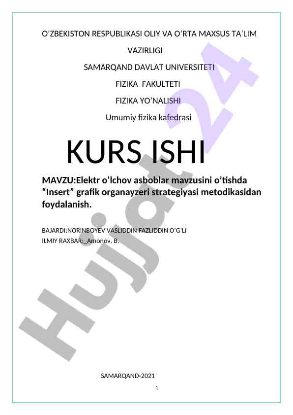 Elektr o’lchov asboblarining ta’limida grafik organayzerlar