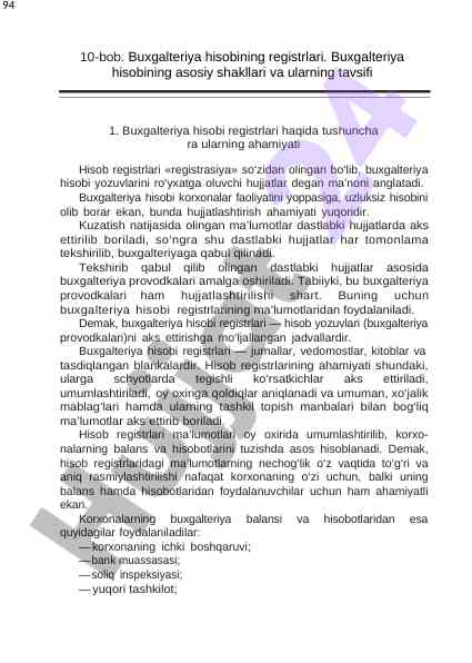 Buxgalteriya hisobi registrlari haqida tushuncha