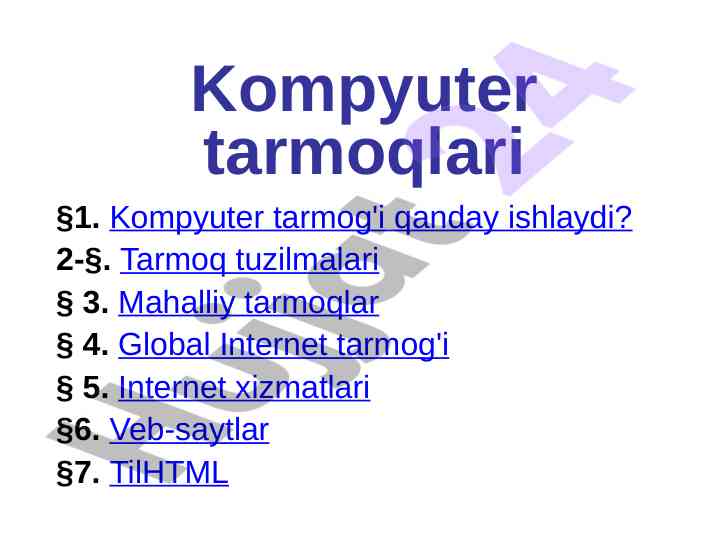 Kompyuter tarmoqlari: asoslar va tuzilmalari