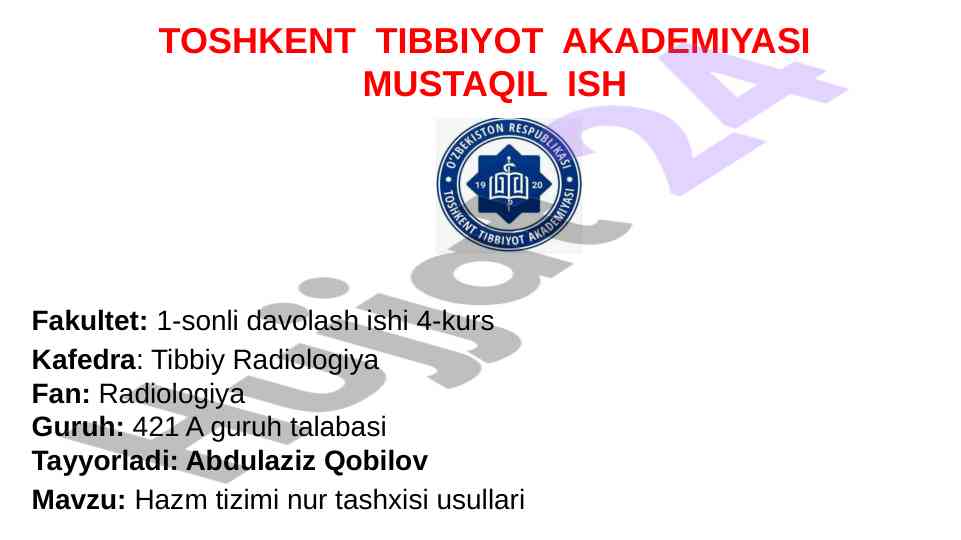 Hazm tizimi nur tashxisi usullari
