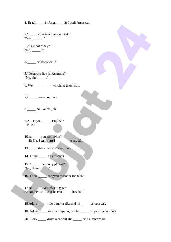 English language basic exercises for beginners