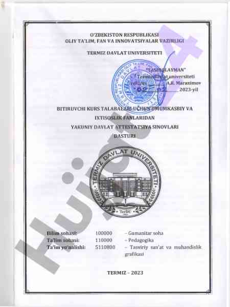 Yakuniy davlat attestatsiya sinovlari dasturi 2023