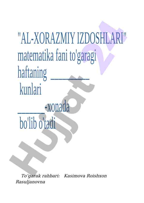 5-sinf matematika mavzu bayoni mustahkamlash