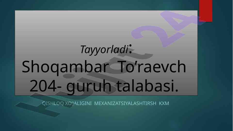 Tuproq haqida tushuncha va hosil qiluvchi omillar