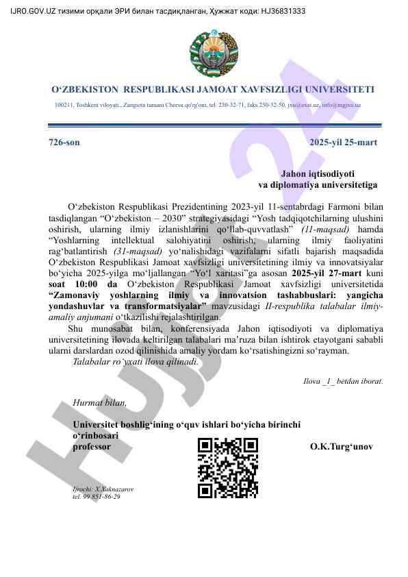 Zamonaviy yoshlarning ilmiy va innovatsion tashabbuslari