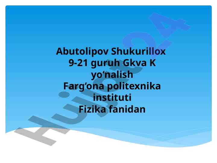 Fizika fanidan tebranish konturidagi fizik jarayonlar