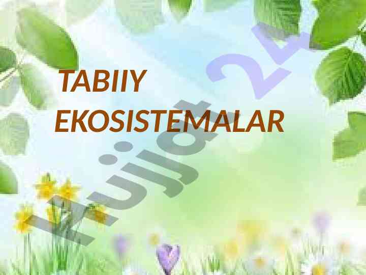Tabiiy ekosistemalar o'tilgan mavzuni takrorlash