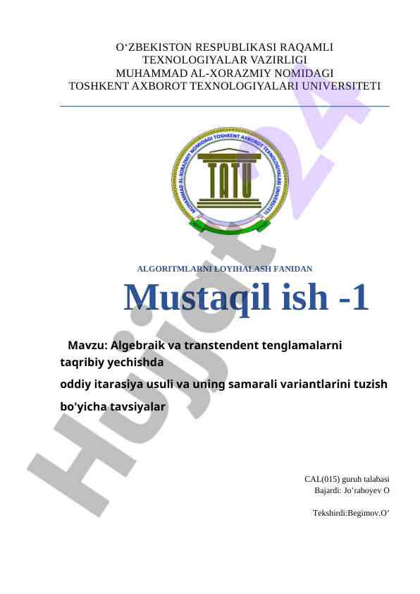 Algebraik tenglamalarni yecha olish usullari