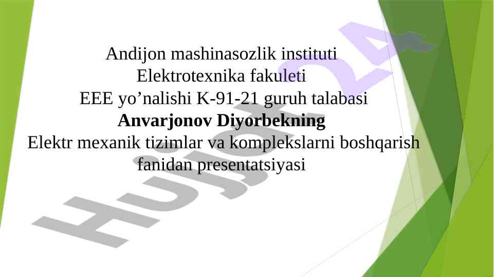 Zamonaviy tristorli kuchlanish rostlagichlar mavzusi