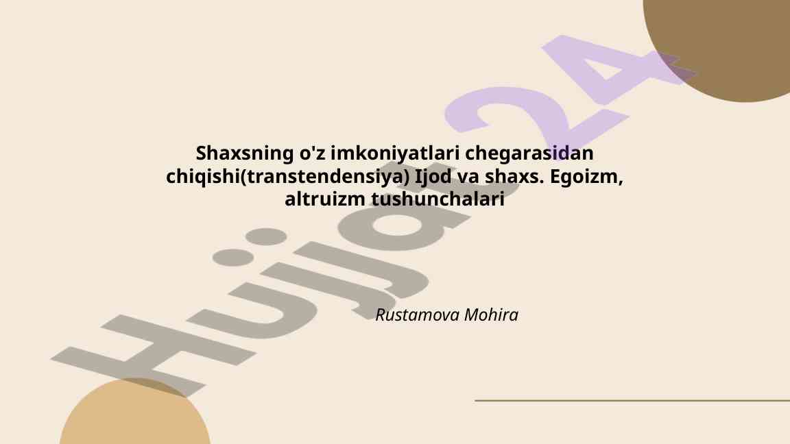 Transtendensiya va shaxsning ichki imkoniyatlari
