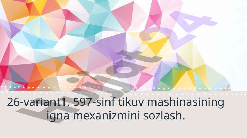 Tikuv mashinasining igna mexanizmini sozlash