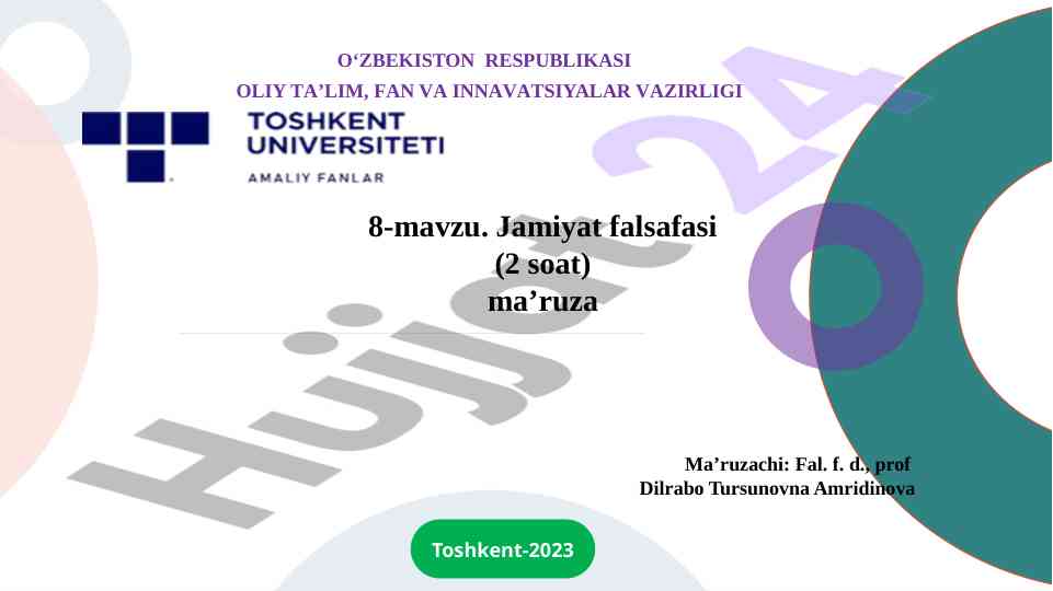 Jamiyat falsafasi tushunchalari va rivojlanishi