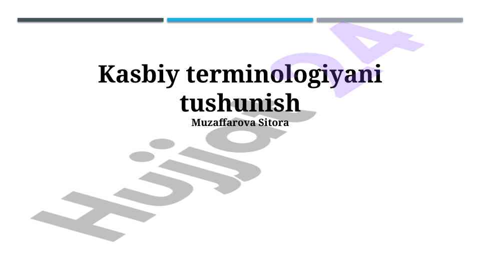 Kasbiy terminologiyani tushunish va ahamiyati