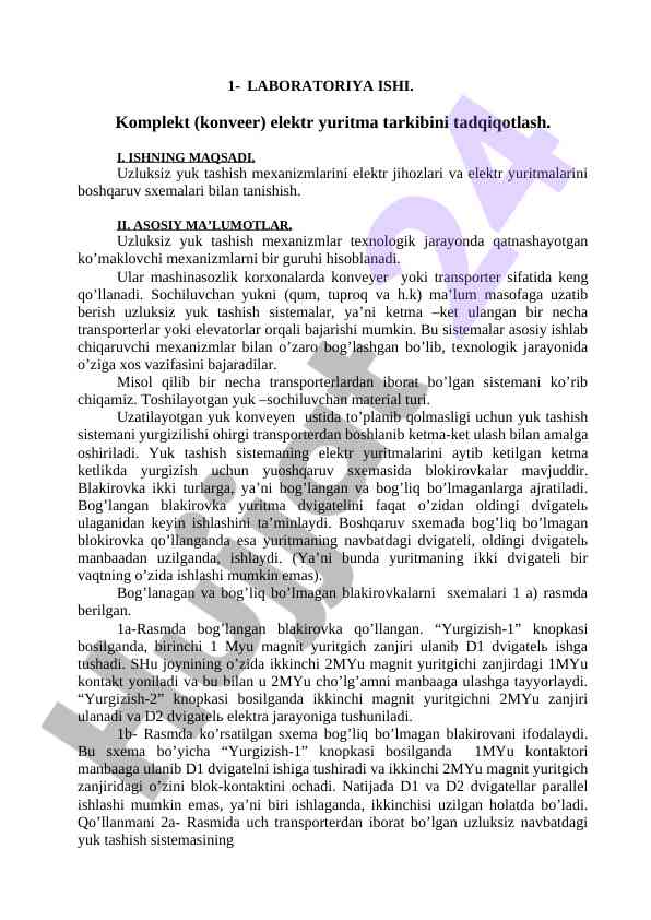 Elektr yuritma tarkibini tadqiqotlash