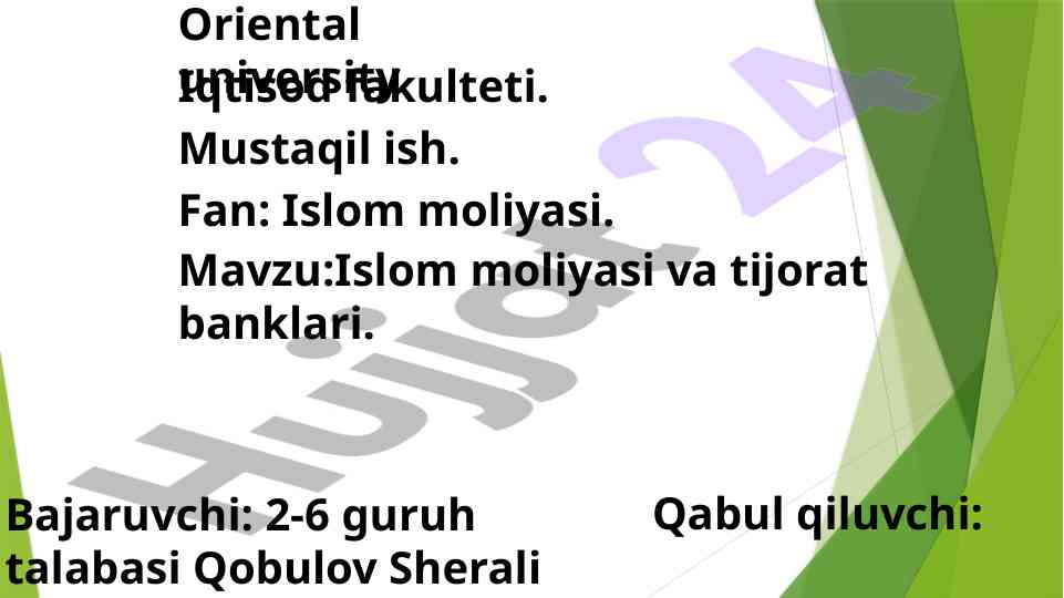 Islom moliyasi va tijorat banklari tahlili