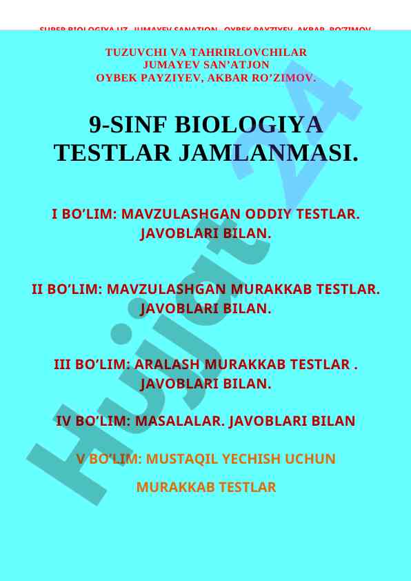 Biologik katalizatorlar bo'yicha oddiy testlar