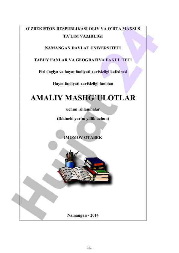 Hayot faoliyati xavfsizligi fanidan amaliy mashg‘ulotlar