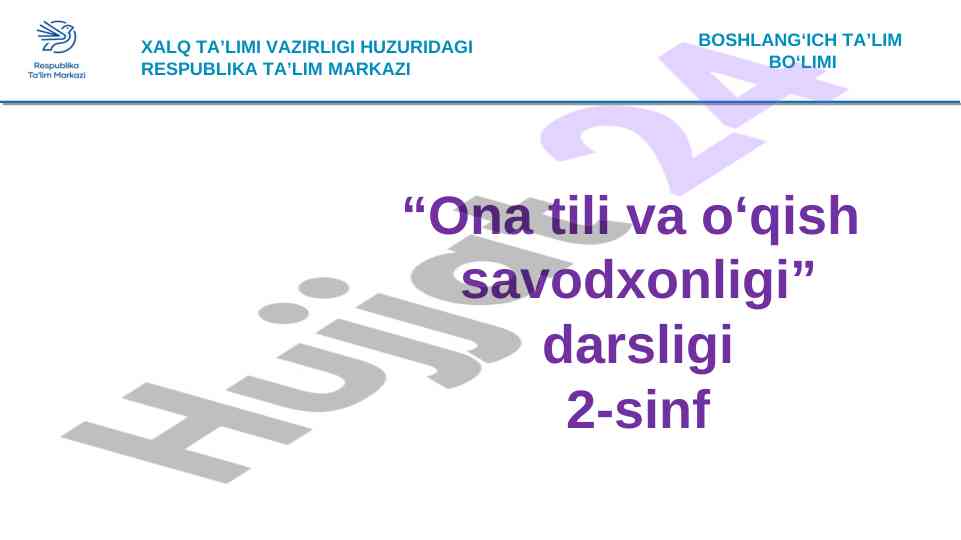 Ona tili va o‘qish savodxonligi darsligi 2-sinf
