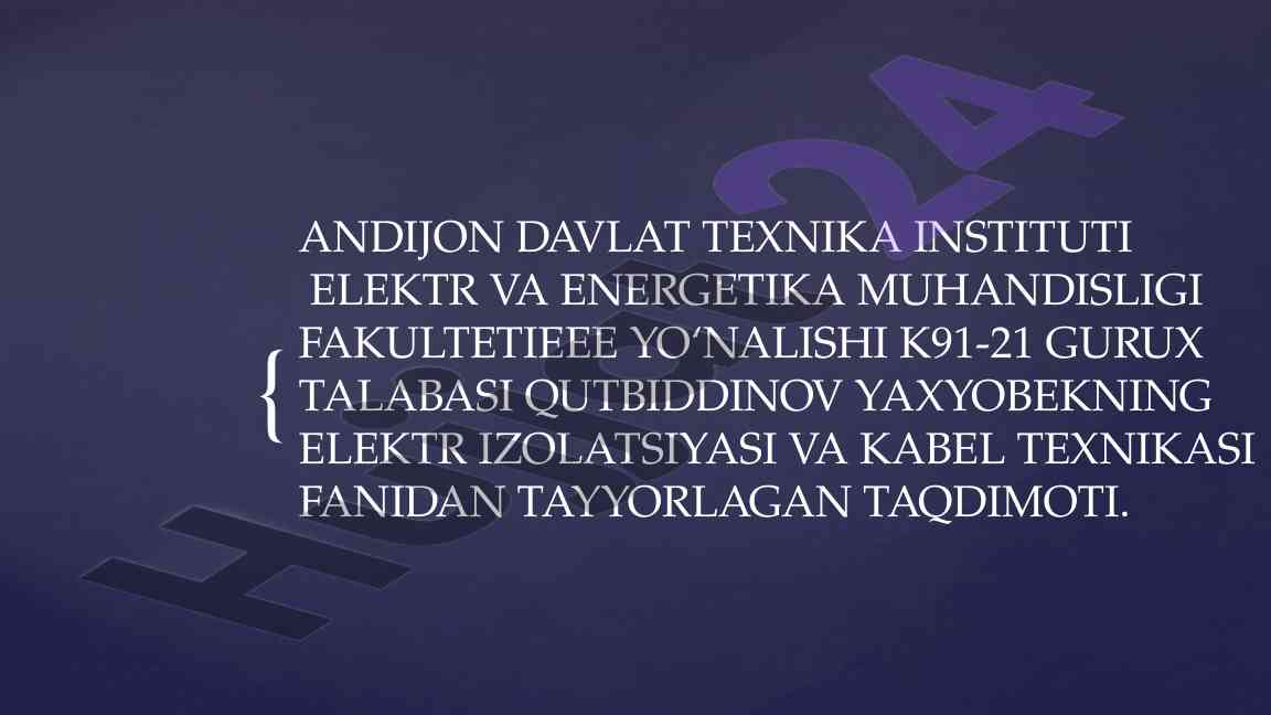 Kabellarning izolyatsion sinovlari haqida taqdimot