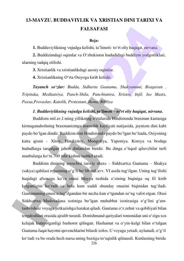 Buddaviylik va xristian dini tarixi va falsafasi