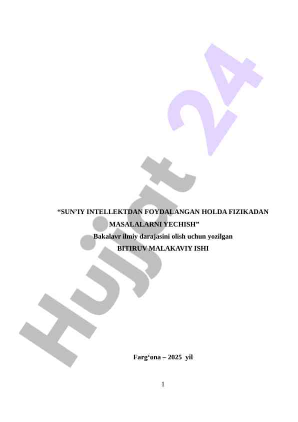 SUN’IY INTELLEKTDAN FOYDALANGAN HOLDA FIZIKADAN MASALALARNI YECHISH