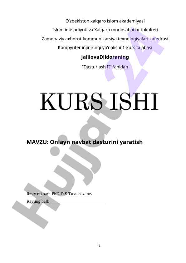 Onlayn navbat dasturini yaratish