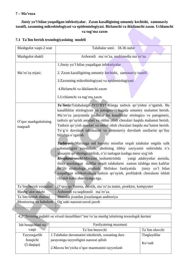 Jinsiy yo’l bilan yuqadigan infektsiyalar tahlili