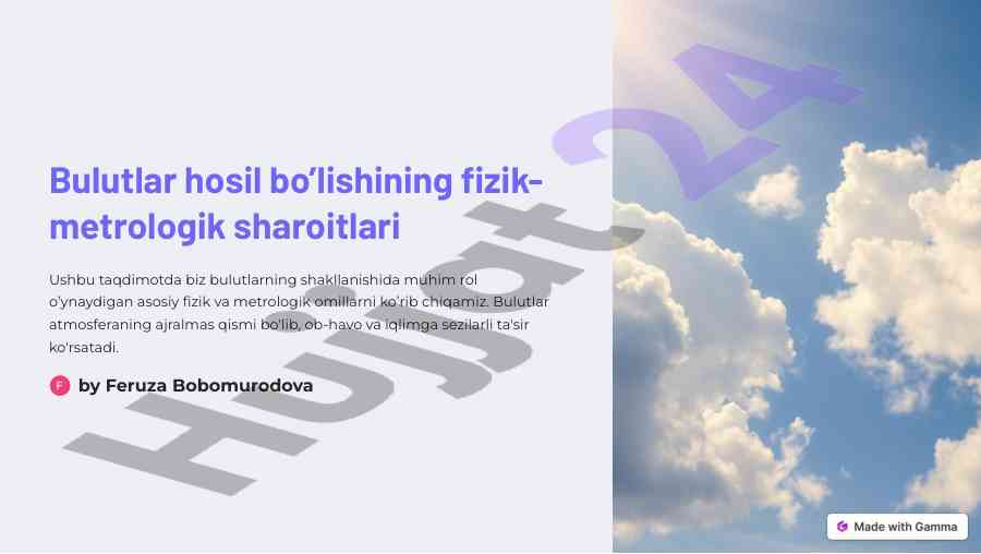 Bulutlar hosil bo'lishining fizik-metrologik sharoitlari
