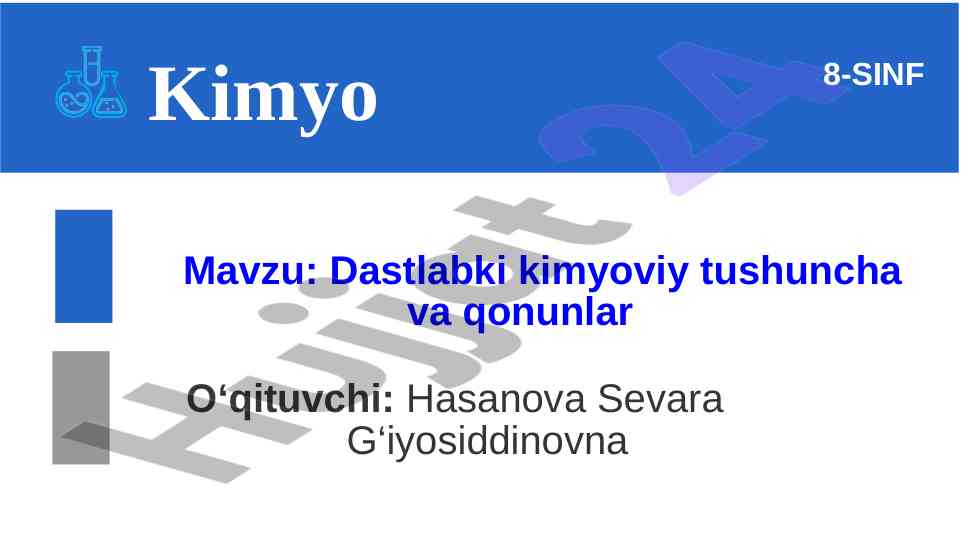 Dastlabki kimyoviy tushuncha va qonunlar