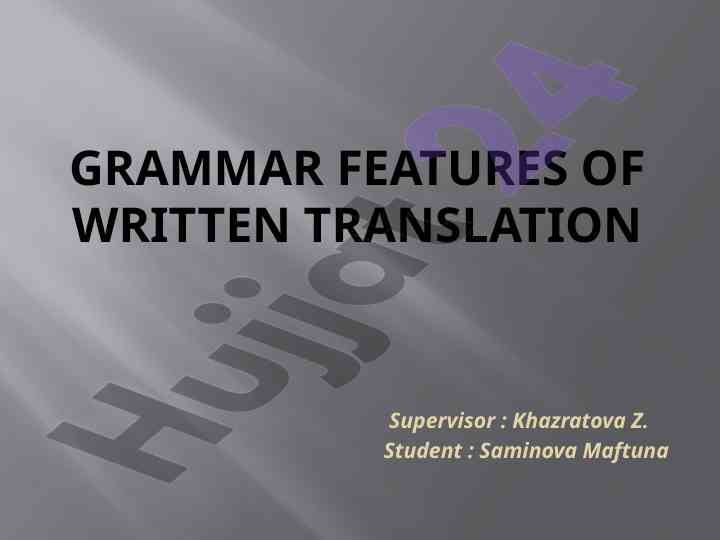 Grammar features of written translation analysis