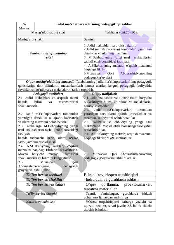 Jadid Ma’rifatparvarlarining Pedagogik Qarashlari