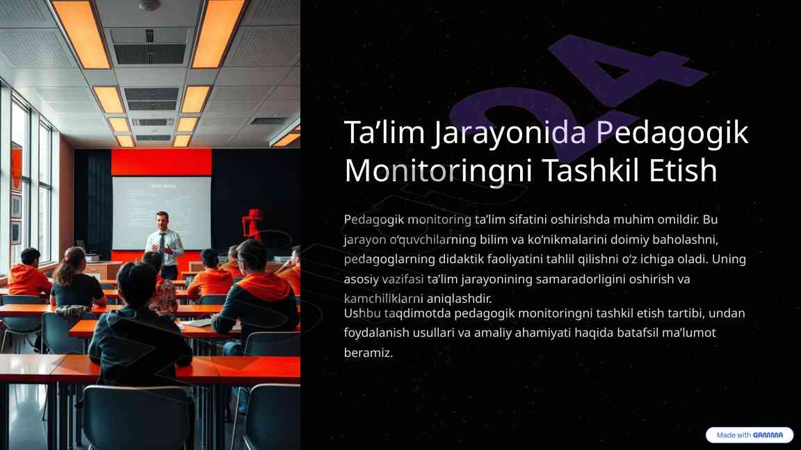 Ta’lim jarayonida pedagogik monitoringning tashkili