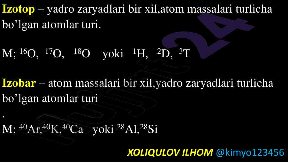 Izotoplar va yadro reaksiyalari haqida ma'lumot