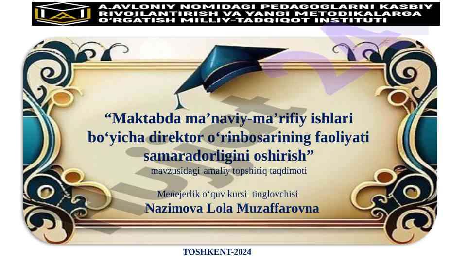 Maktabdagi ma’naviy-ma’rifiy ishlar faoliyati