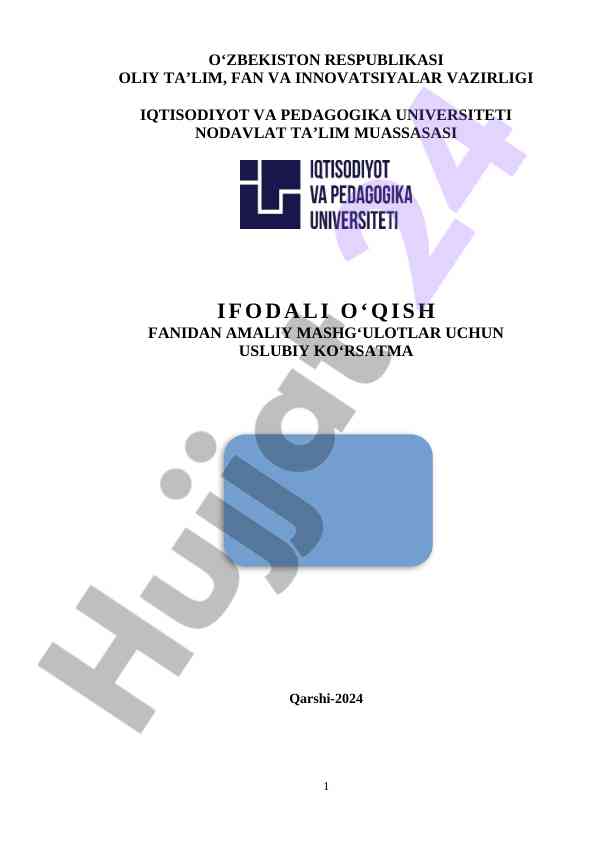O‘qish fanidan amaliy mashg‘ulotlar uslubiy ko‘rsatma