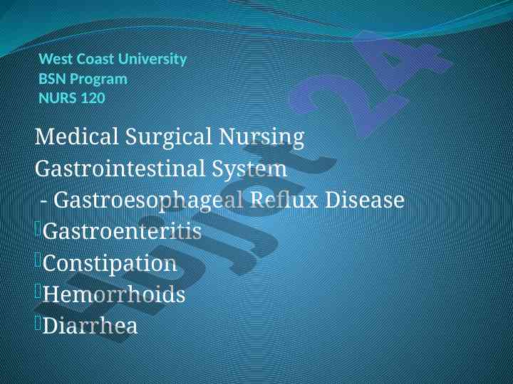 Gastrointestinal system and dietary management