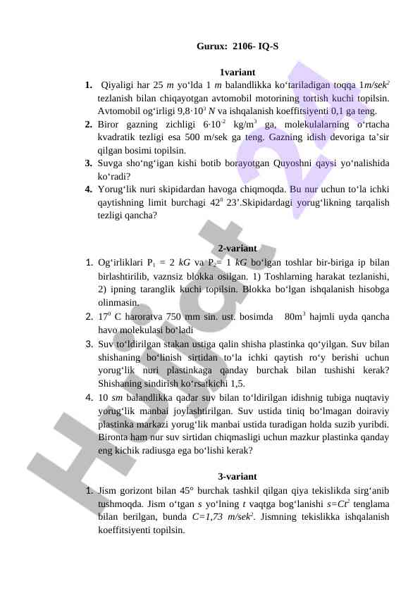 Mexanik harakat bilan bog‘liq muammolarni hal etish