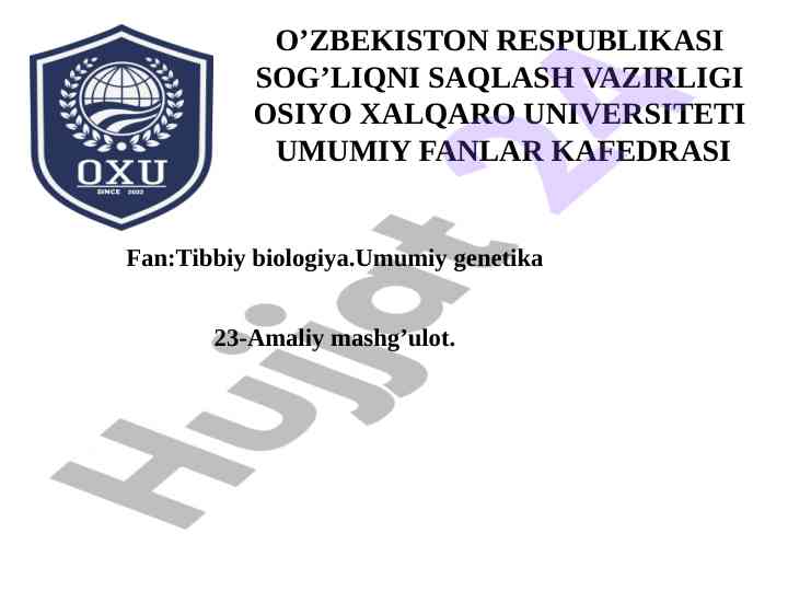 Parazitologiya asoslari va parazitlarning rivojlanishi