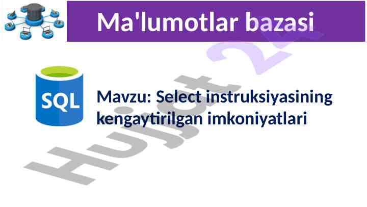 Sql da ma'lumotlar turlari haqida keng quloqli ma'lumot