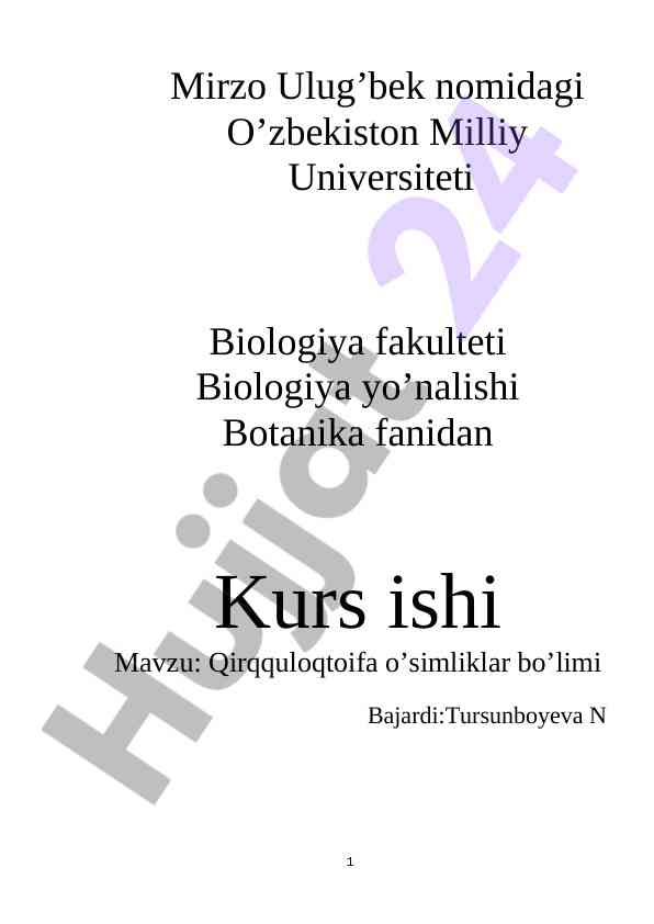 Qirqquloqtoifa o’simliklar bo’limi ijtimoiy tahlil