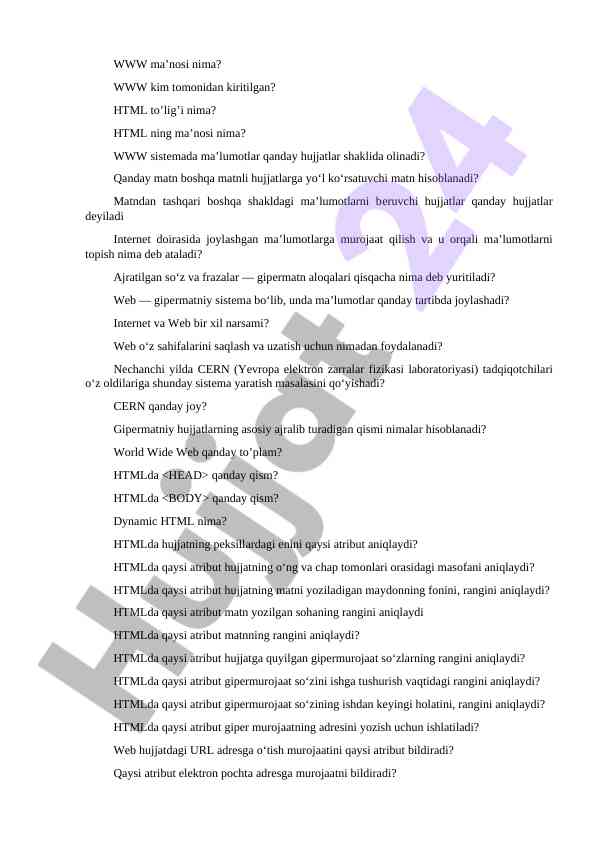World wide web va html tushunchalari haqida