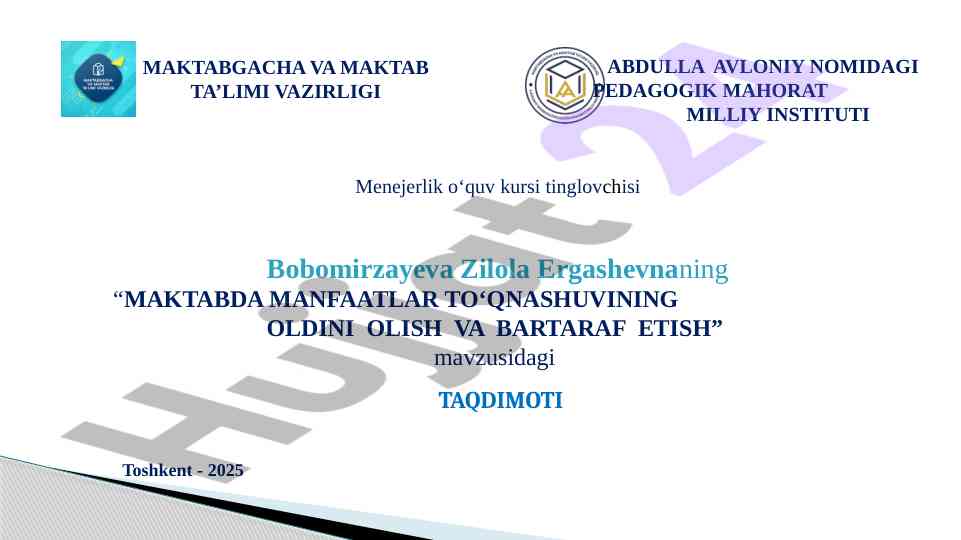 Maktabda manfaatlar to‘qnashuvining oldini olish