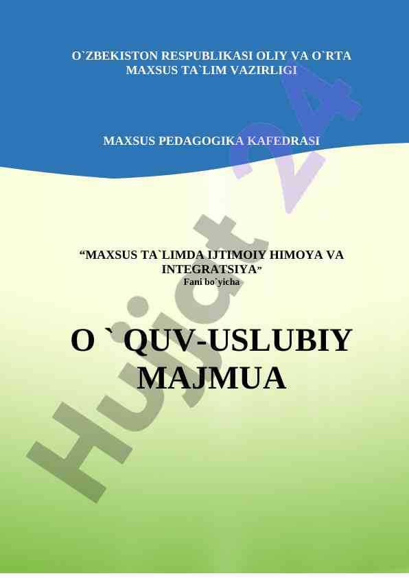 Ijtimoiy himoya va integratsiya bo‘yicha o‘quv majmua