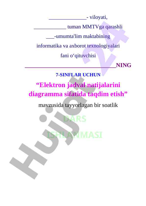 Elektron jadval natijalarini diagramma sifatida taqdim etish
